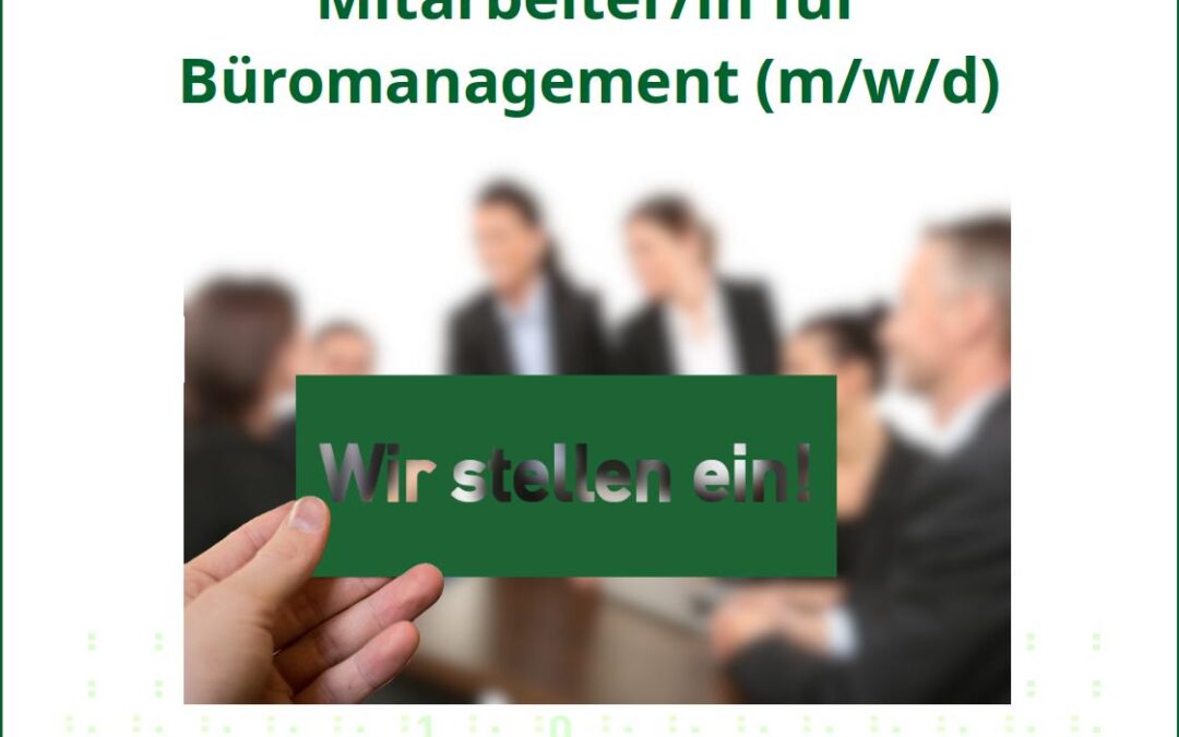 Teilzeitkraft Kaufmännische/r Mitarbeiter/in für Büromanagement (m/w/d)