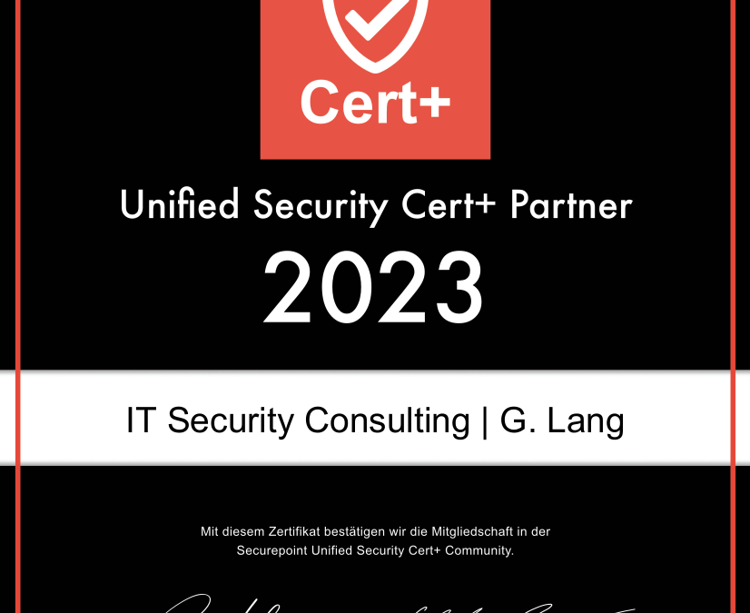 Wir sind für das Jahr 2023 Unified Security Cert+ Partner!