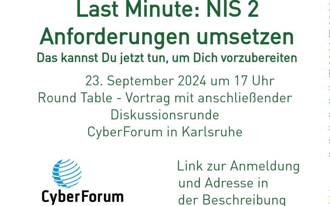 Last Minute: NIS 2 Anforderungen umsetzen